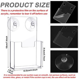 2 supports de brochure/dépliant en acrylique avec ventouses, fixation murale, 7,4 x 4,2 pouces, présentoir de fenêtre <span class=keywords><strong>pour</strong></span> prospectus, pages tri-pliantes - Product Image 2