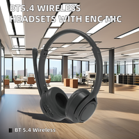 BT5.4 Casque d'écoute sans fil avec contrôleur de volume de micro ENC rotatif Casque téléphonique de centre d'appel pour PC/réunion