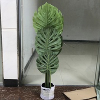 Arbre Bonsaï en plastique de 60 cm x 90 cm, feuilles de Monstera au toucher réel, plantes artificielles Monstera avec pot
