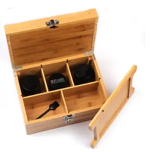 FOR Herbs And Accessories Store Grinders Papers Portable Organizer With Dividers Wooden Stash Box With Rolling Tray