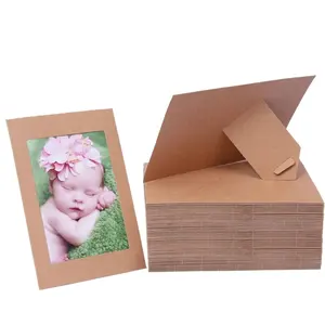 Wholesale 4*6 khaki photo frames for wedding diy classroom photo frame with easel gallery frames standing paper picture