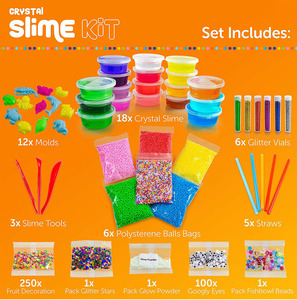 Kit de slime coloré avec perles et moules adorables, et pailles colorées pour enfants – Nouveauté 2021 - Product Image 5