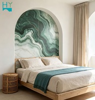 Panneau mural en PVC avec revêtement UV de qualité supérieure, design veiné de marbre vert émeraude, style océan grec, revêtement mural décoratif imperméable