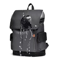 Sac à dos pour ordinateur portable homme grande capacité tendance avec logo personnalisé, en PU, fermeture éclair, étanche, avec port USB, fonctionnel, unisexe, sport