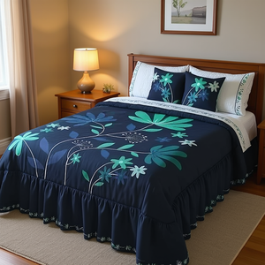 Juego de Edredón Romina King Size, Bordado Floral, Algodón, Estilo Clásico, Ropa de Cama para el Hogar - Product Image 2