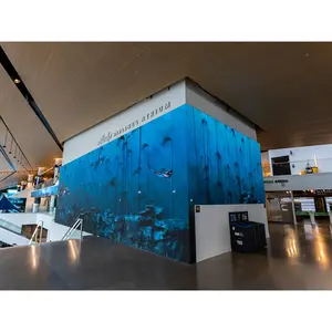 Pantalla Led Naked Eye 3D Interiores แผงตกแต่งบนผนังวิดีโอติดผนังหน้าจอ Ecran สำหรับพิพิธภัณฑ์สัตว์น้ำในมหาสมุทร