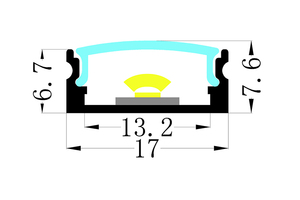 Cubierta de difusor de PC personalizada de 17x7mm, perfil de aluminio Led para techo de cocina y luz de armario, carcasa lineal de aluminio Led - Product Image 4