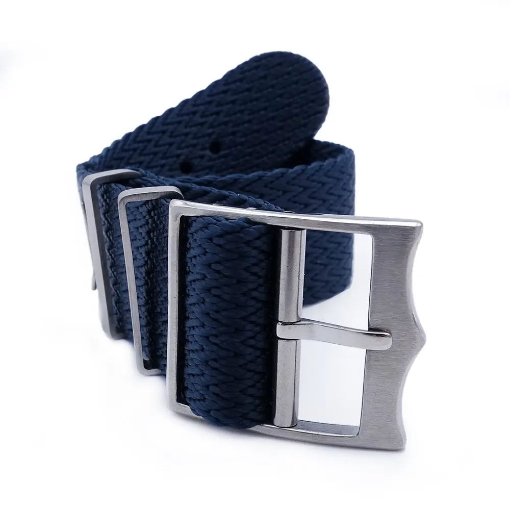 Bracelet en tissu sergé à chevrons à passage unique personnalisé 20mm 22mm Bracelets de montre en nylon