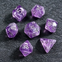 Ensemble de dés en résine polyédrique avec logo personnalisé, nuage de brume violette, numéros argentés, dés RPG pour jeux de société Dungeons and Dragons