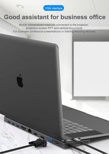 11 En 1 USB C Hub tipo C a 4K HDTV Displayport <span class=keywords><strong>VGA</strong></span> Triple adaptador de pantalla RJ45 PD SD TF tarjeta lectura Hub USB C estación de acoplamiento - Product Image 5