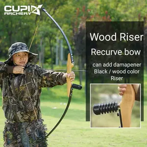 40 LBS Black Fiberglass Limbs Wooden Riser Straight Weight Reduction Recurve Archery Wooden Bow For Hunting Bow And Arrows