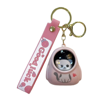 Porte-clés LED lumineux créatif ciel étoilé Sac à dos en plastique Astronaute Ours Chaton Cartable Couple Pendentif Griffe Machine Cadeau