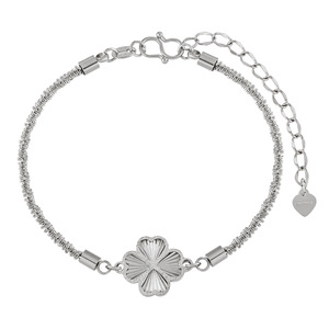 Bracciale Artivelle Trendy Jewelry in acciaio inossidabile placcato oro 18 carati con chiusura a S in titanio, design a <span class=keywords><strong>quadrifoglio</strong></span> inciso <span class=keywords><strong>al</strong></span> laser. - Product Image 4