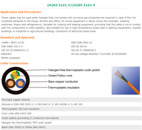 Câbles toronnés ignifuges sans halogène à faible émission de fumée certifiés ForVDETUVCE H05Z1Z1H2-F H03Z1Z1H2-F IP67 pour bâtiments industriels