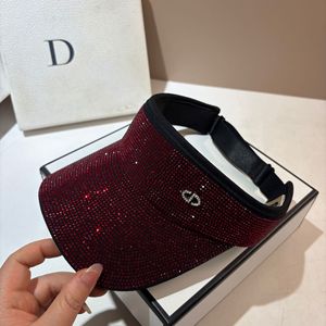 Casquette de soleil italienne de luxe de niche, robuste, à visière, avec strass et cristaux, style mode, à dessus ouvert, motif léopard et damier, pour l'été - Product Image 5