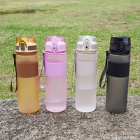 Bouteille d'eau en plastique réutilisable de petite capacité, 500 ml, anti-fuite, avec revêtement et bande antidérapante, idéale pour les trajets quotidiens et la marche