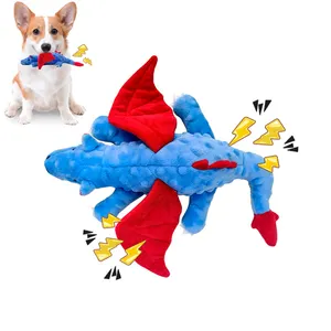 2024 новый дизайн динозавра домашние питомцы шлифовальные зубы игрушка Интерактивная собака скрипучая игрушка плюшевая собака жевательная игрушка