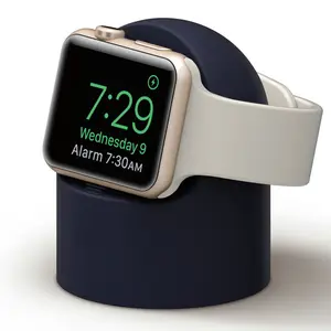 Suporte de silicone para smartwatch, suporte carregador de borracha em gel para apple watch, doca de carregamento para pratos de apple watch