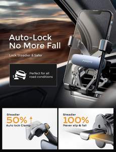 Soporte para Teléfono Celular para Automóvil LISEN con Clip de Gancho Antideslizante Mejorado para iPhone 15 14 Pro Max, Teléfonos Resistentes, Bloqueo de Gravedad Estable - Product Image 5