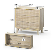 Moderne Holz-Nachttische im 2er-Set mit 3 Schubladen, Langlebiger & Umweltfreundlicher Nachttisch für Schlafzimmer, Krankenhaus & Esszimmer