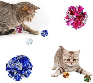 Palline colorate per gatti masticare e inseguire <span class=keywords><strong>Cat</strong></span> Mylar Crinkle Balls leggere per gatti da interno <span class=keywords><strong>toy</strong></span> Crinkle Balls - Product Image 1