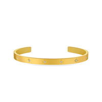 Bracelet jonc ouvert classique en acier inoxydable plaqué or 18 carats, motif cœur et fleur, inaltérable, pour femme, idéal pour cadeau de fête