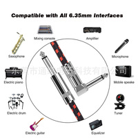 Câble audio plaqué or 6.35mm pour guitares Claviers électroniques Kits de batterie Tressé à angle droit multicolore