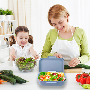 กล่องอาหารกลางวันเบนโตะสำหรับเด็กกล่องอาหารกลางวันกันรั่วพร้อมตัวแบ่งแบบปรับได้800มล. ทนทานสำหรับการเดินทางไปโรงเรียนปิกนิกเข้าไมโครเวฟได้ - Product Image 2