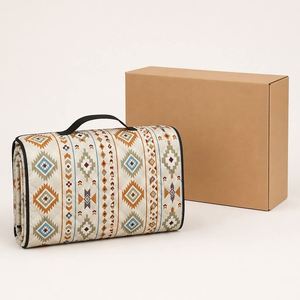 Tribal Geometric Waterproof Foldable Outdoor Picnic <b>Blanket</b> Mat with Carry Handle for <b>Camping</b> Beach Travel Park - Product Image 3