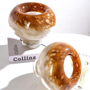 Nordic Medieval High-foot Glass Vase with Gradient Colored Glaze Coastal Desktop <b>Flower</b> <b>Ornaments</b> Decorations Mushroom Style - Product Image 2