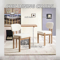 Ensemble de 2 chaises de salle à manger modernes, dossier minimaliste, tissu chenille rembourré, pieds en bois (bleu lac/beige/gris) appartement