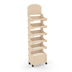 Expositor de suelo de madera personalizado para pasta de dientes, expositor de enjuague bucal de varios niveles con estantes inclinados - Product Image 4