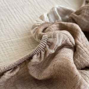 Drap-<span class=keywords><strong>housse</strong></span> en gaze froissée 100 % coton, doux, respirant, en coton lavé avec élastique pour l'été - Product Image 4