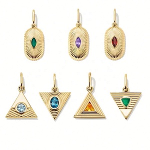 Breloques et pendentifs personnalisés en laiton plaqué or 18 carats avec zircon, étanches, inaltérables, hypoallergéniques, pour la fabrication de bijoux en gros - Product Image 2