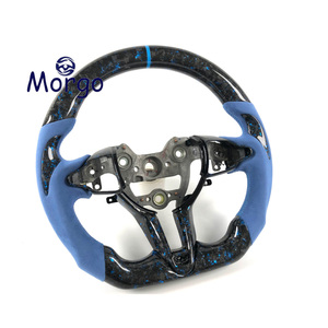 Volante Deportivo Personalizado en Fibra de Carbono Forjada Azul y Gamuza Azul para Hyundai Elantra N, I30N, I20N, Veloster N, M/T CN7 - Product Image 6