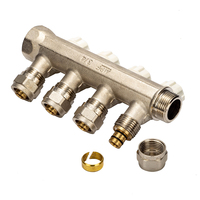 Collecteur en laiton multi-ports avec robinets d'arrêt 36mm 50mm pour systèmes hydroniques et plomberie Modèle MAINFLOW 51041