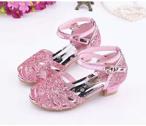 008 filles chaussures en cuir à talons hauts filles princesse fête de mariage paillettes enfants chaussures habillées