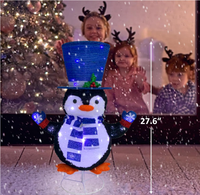 Décoration de Noël d'extérieur Pinguin Bleu Blanc Chaud avec 60 Lumières, Conception Pliable pour Porche, Cour et Jardin