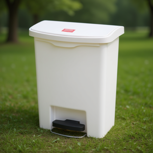 Cestino per Rifiuti con Pedale Frontale 30 L in Plastica Bianca - Product Image 3