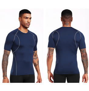 Maglietta a Compressione da Uomo Elastica ad Asciugatura Rapida per Corsa e Basket, T-shirt Sportiva a Maniche Corte Aderente per Fitness - Product Image 5