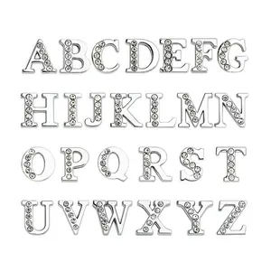 8mm Alphabet A-Z Slide Puffy Letters mit Crystal Fit und halb Strass DIY Armband Armband Schmuck herstellung