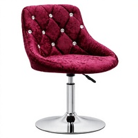 Chaise de bar JOHOOFURNITURE en velours bordeaux, tissu diamanté, ergonomique, réglable, fabriquée en Chine, Taburesi, comptoir de bar