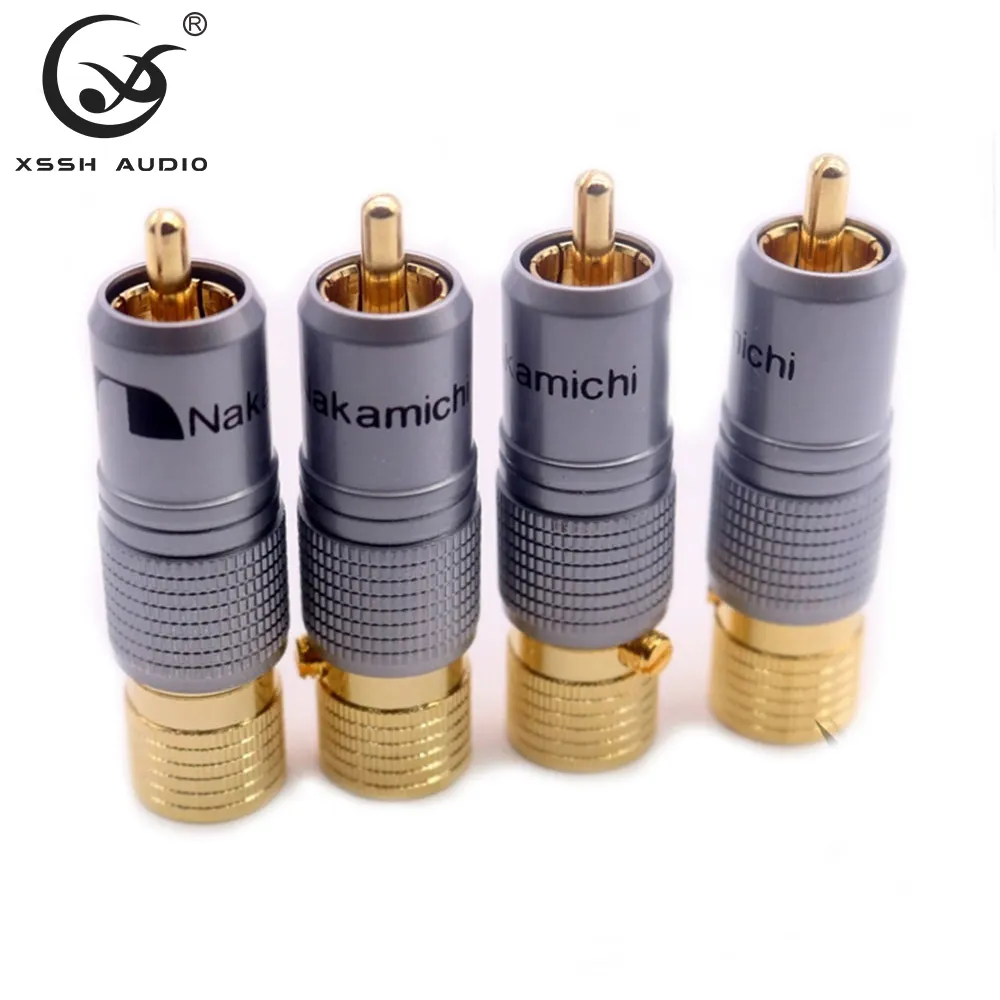 Hi-end RCA fiş adaptör YIVO XSSH ses HIFI DIY OEM ODM kaplama 24K altın erkek RCA Jack konnektörler için 10mm sinyal kablo tel