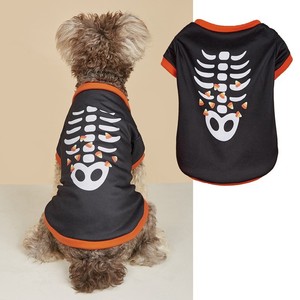 T-shirts pour chiens Halloween en coton, imprimé dessin animé squelette citrouille fantôme Frankenstein, vêtements pour animaux de compagnie pour petits chiens, costume d'automne - Product Image 6