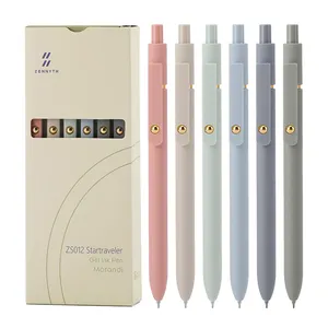قلم حبر جاف 6 ألوان قلم حبر جاف ناعم للكتابة قلم جل قابل للسحب مناسب للوازم المدرسية المكتبية