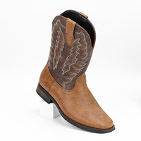 Bottes de cowboy western rétro mi-mollet pour homme avec broderie à bout carré Accessoires pour chevaux équestres