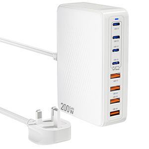 Cargador GaN Multi-Puerto de 200W Estándar del Reino Unido, Compatible con Apple iPhone 16 y Cargadores Samsung, Certificado UKCA - Product Image 4