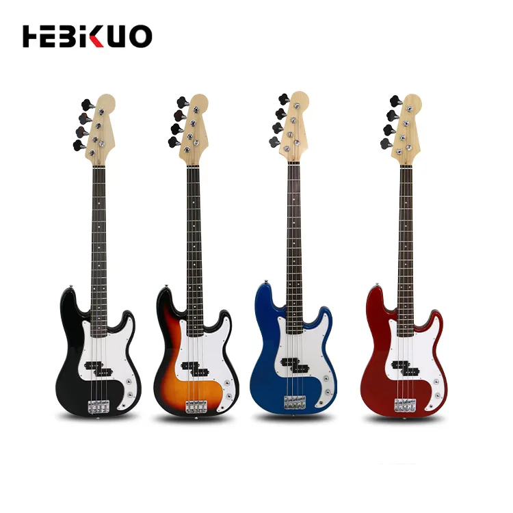 Hebikuo KB-01 vente en gros, guitare électronique gauche 4 cordes, sycomore, corps en bois, basse électrique