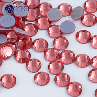 Strass brillants en verre rouge Padparadscha à dos plat, à facettes, thermocollants, pour la décoration intérieure, le nail art, les sacs et les chaussures