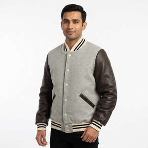Blouson universitaire personnalisé pour homme, col montant, nouveau design, blousons de collège, caractéristique chaude, patchs brodés sur mesure - Product Image 1